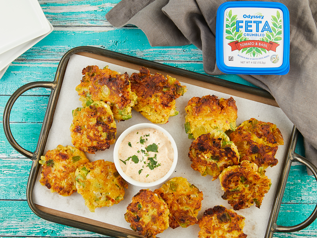 Green Tomato Fritters with Feta Klondike Cheese Co.