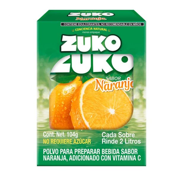 Bebida Polvo Zuko Naranja 8 pz