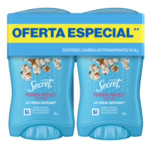 Desodorante Secret Barra Cotton 2 pz de 45 gr