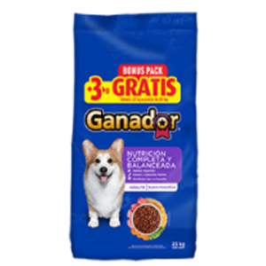 Ganador Adulto 20 Kg Razas Pequeñas Más 3 Kg Bonus