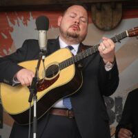 Adam McIntosh with Dry Branch Fire Squad at Gettysburg Bluegrass Festival (May 2017) - photo by Frank Baker