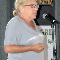 Jan Green hosts the band scramble at the 2018 Marshall Bluegrass Festival - photo © Bill Warren