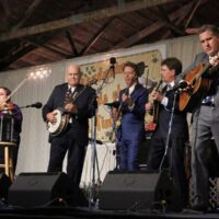 Michael Cleveland sitting in with Hot Rize at the 2018 Delaware Valley Bluegrass Festival - photo by Frank Baker