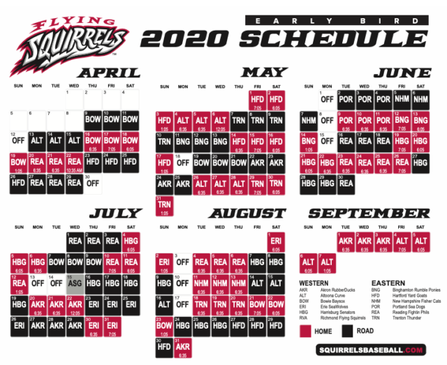 Richmond Flying Squirrels announce full 2020 game schedule - RVAHub