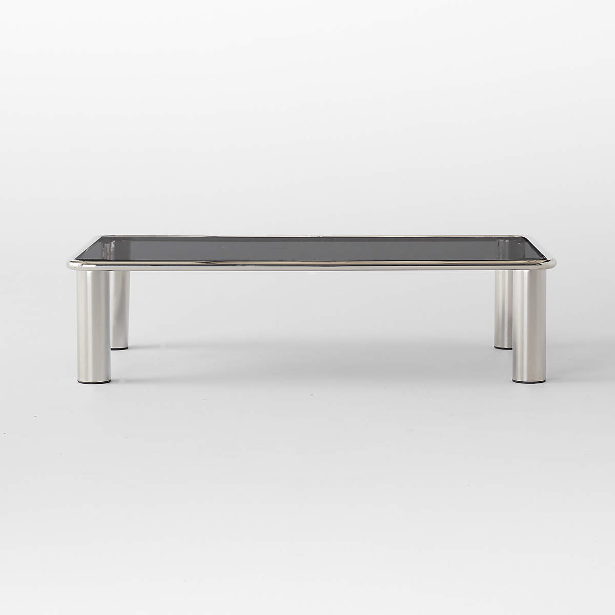 CB2 Bovisio Rectangular Smoked Glass Coffee Table Seeded