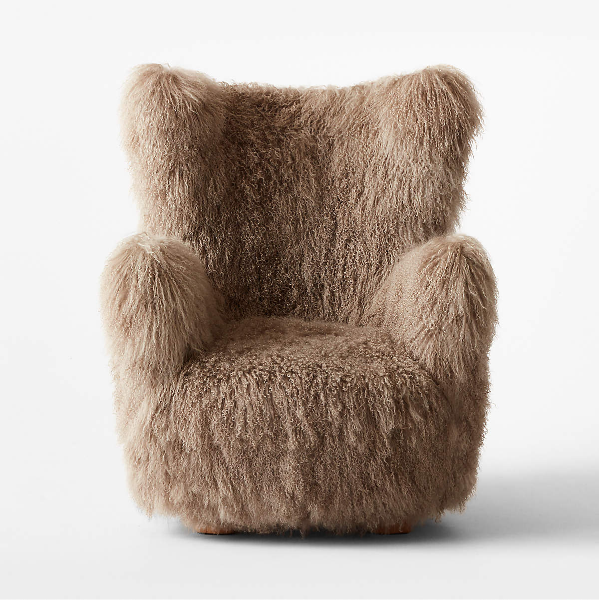 CB2 Bozzi Dark Grey Mongolain Sheepskin Accent Chair Seeded