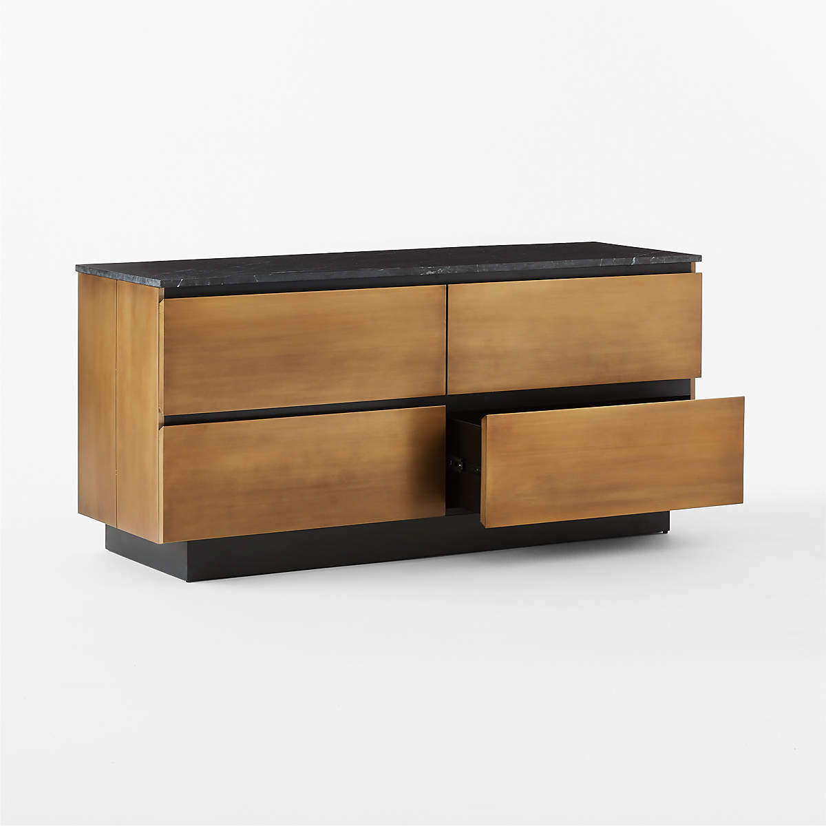 CB2 Logan 4-Drawer Black Marble-Top Dresser | Seeded