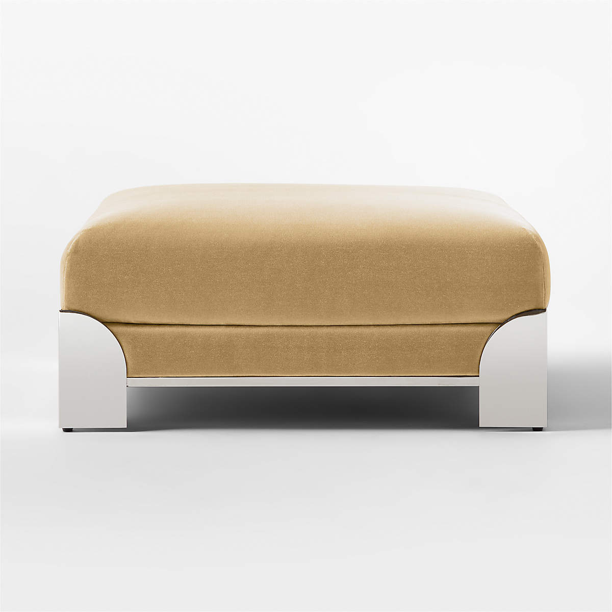CB2 Luis Camel Velvet Ottoman Seeded