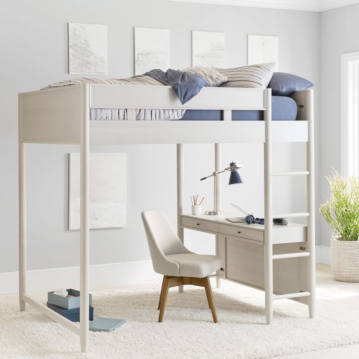 West Elm MidCentury Loft Bed Pebble Seeded