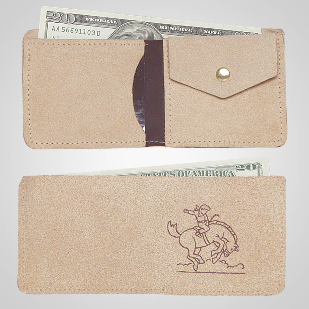 61325PL - Leather Wallet, Buckaroo Design, Plain