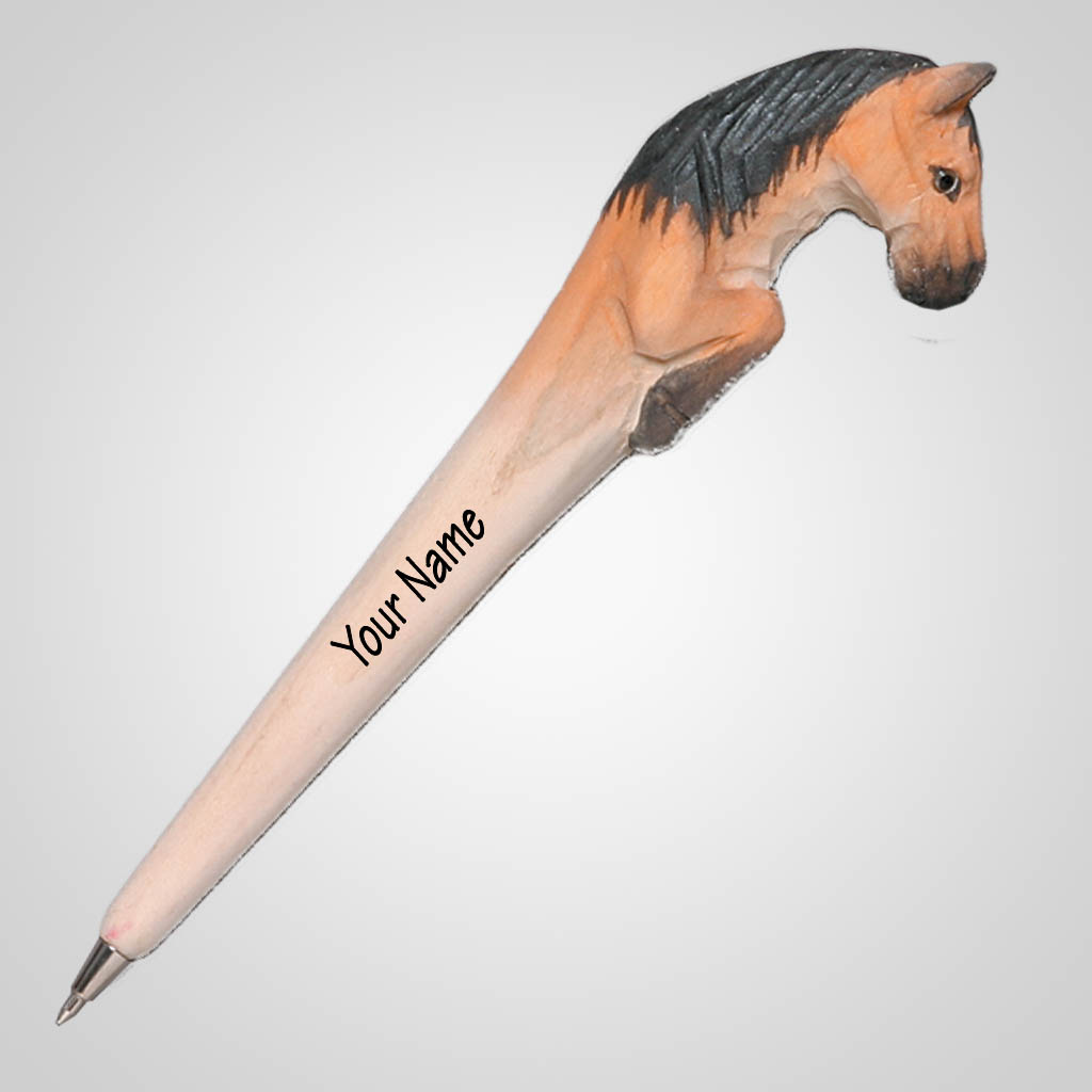 61665IM - Carved Wood Horse Pen, Name Drop