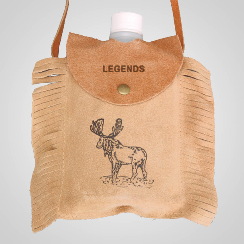 61707IM - Leather Canteen, Moose Design, Name Drop