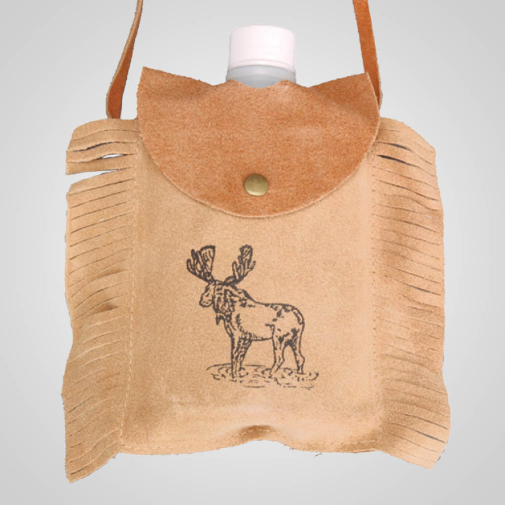 61707PL - Leather Canteen, Moose Design, Plain