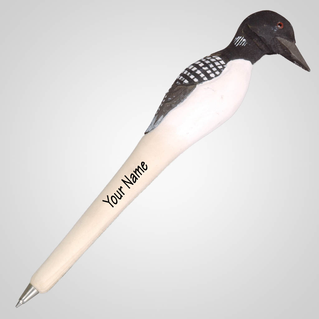 61727IM - Carved Wood Loon Pen, Name-Drop