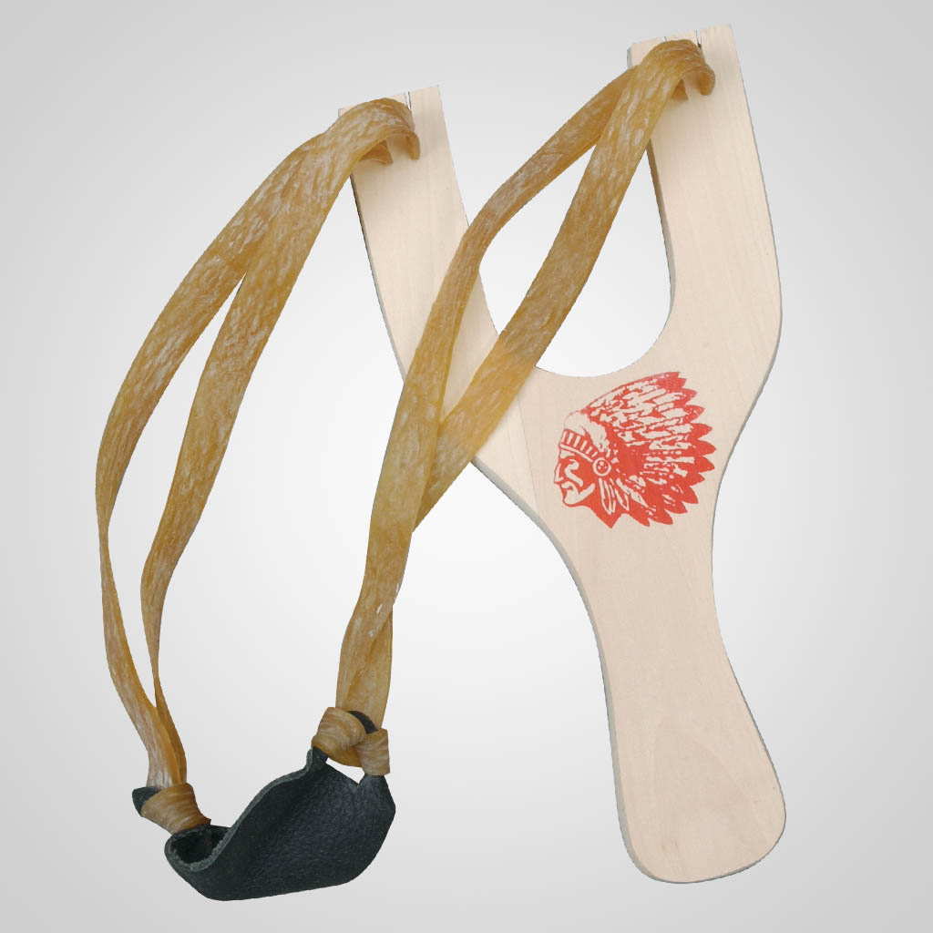 61834PL - Wood Slingshot With Indian Chief, Plain