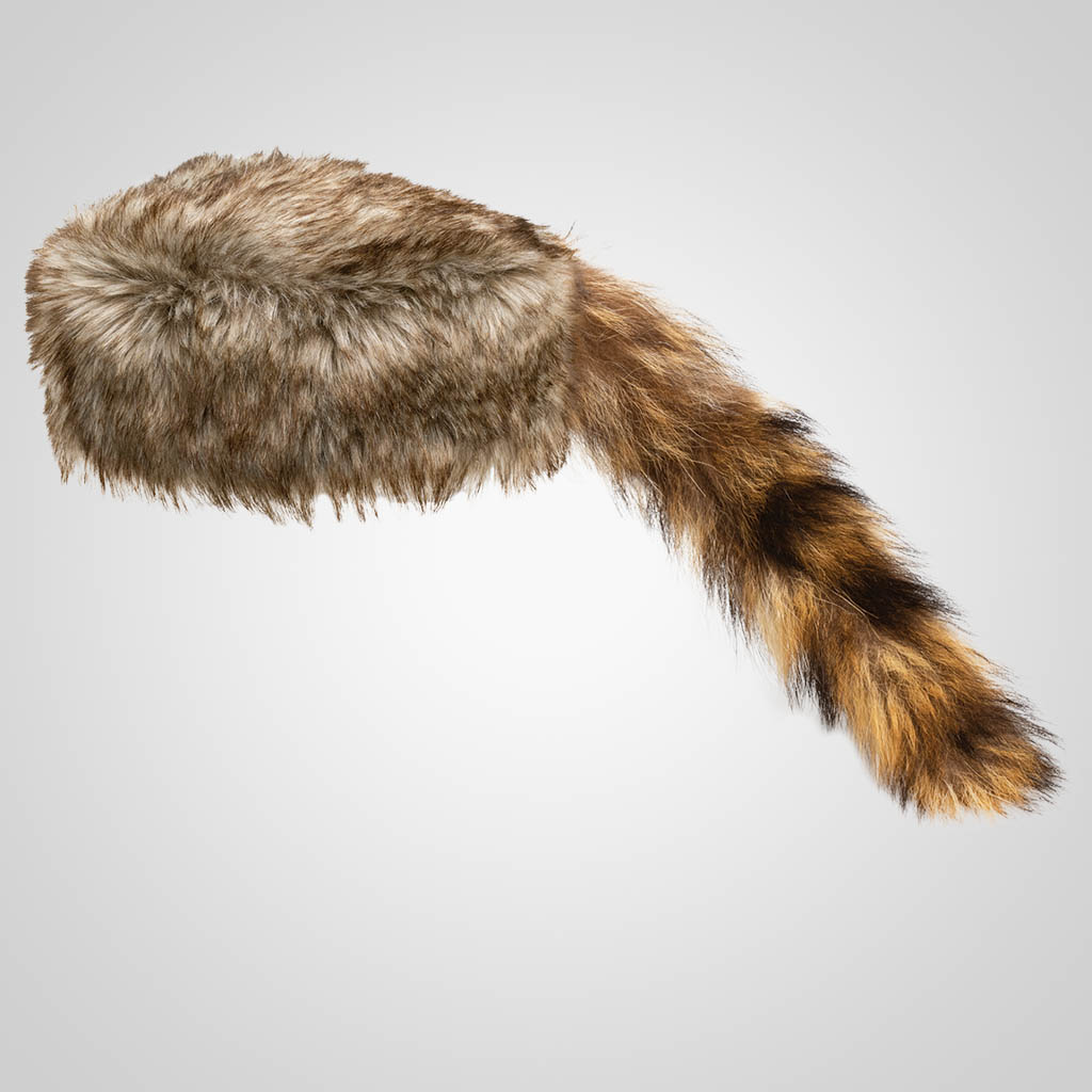 62101PL - Real Raccoon Tail Cap, Small, Plain