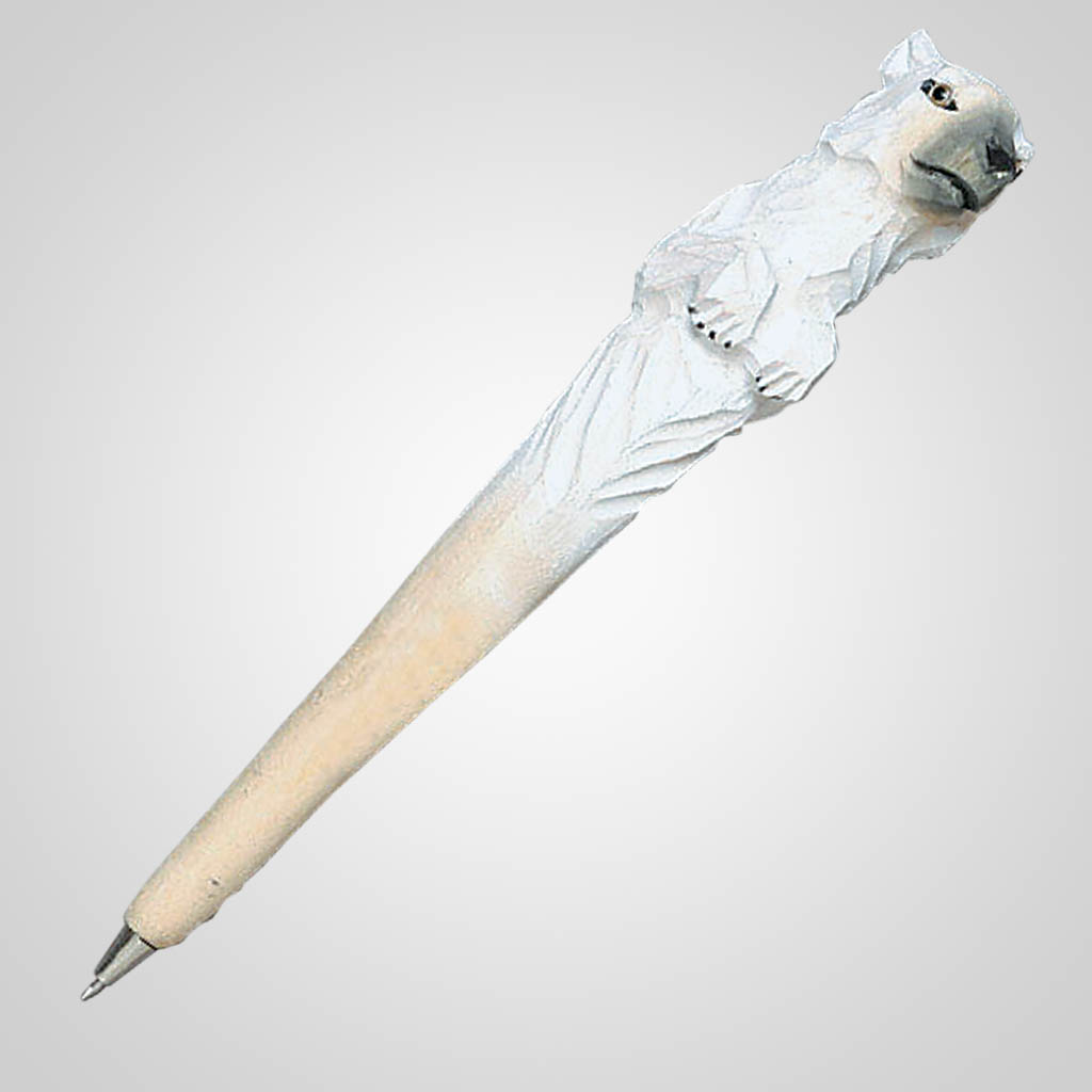 62240 - Carved Wood Polar Bear Pen, Plain