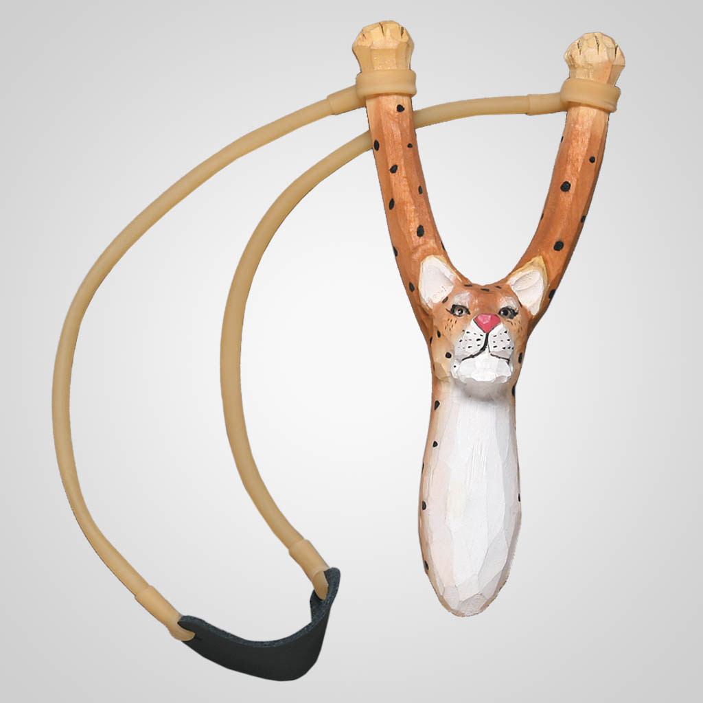 62317 - Carved Wood Leopard Slingshot, Plain
