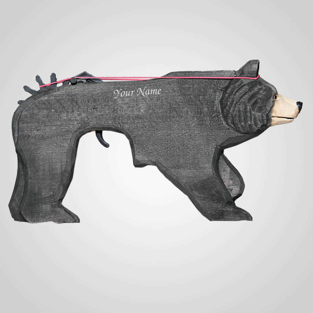 62671IM - Wood Walking Bear Rubber Band Gun, Name-Drop