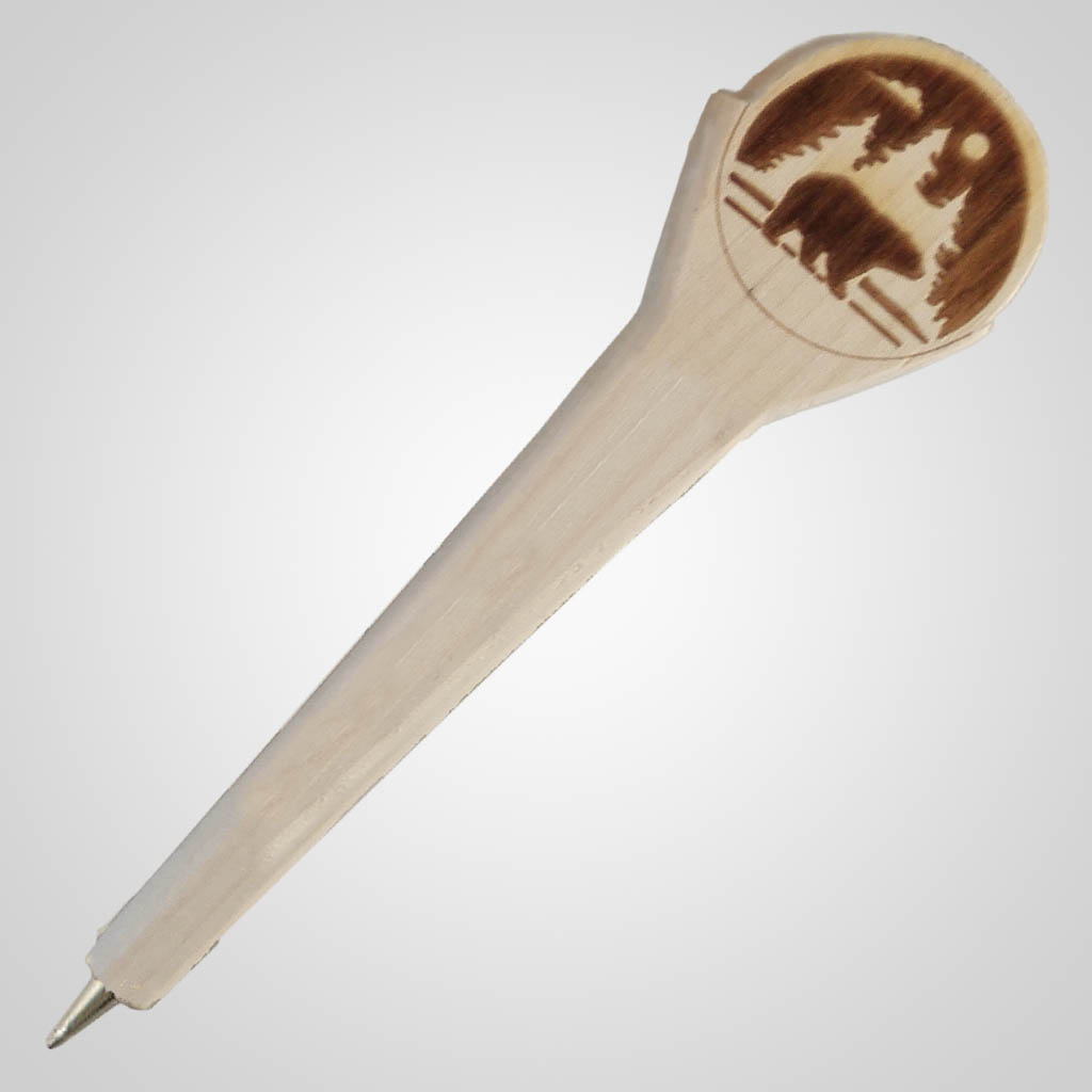 63207 - Laser-Engraved Bear Wood Pen, Plain