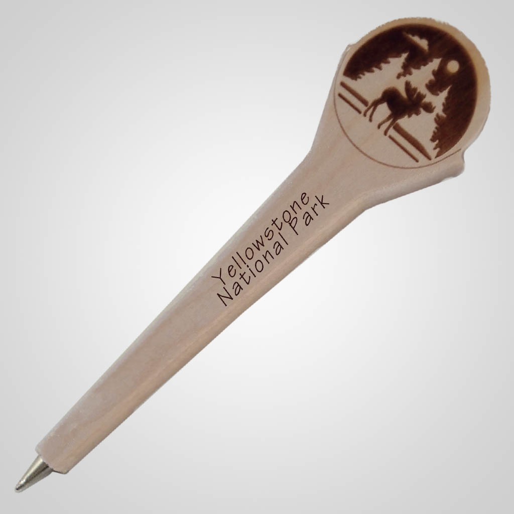 63209IM - Laser-Engraved Moose Wood Pen, Name Drop