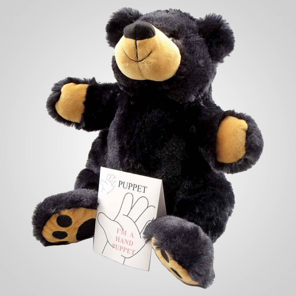 63229 - Plush Black Bear Hand Puppet, Plain