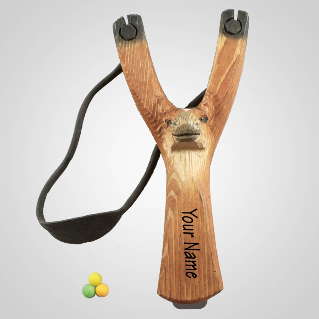 63270IM - Carved Wood Horse Slingshot w/ Ammo, Imprinted