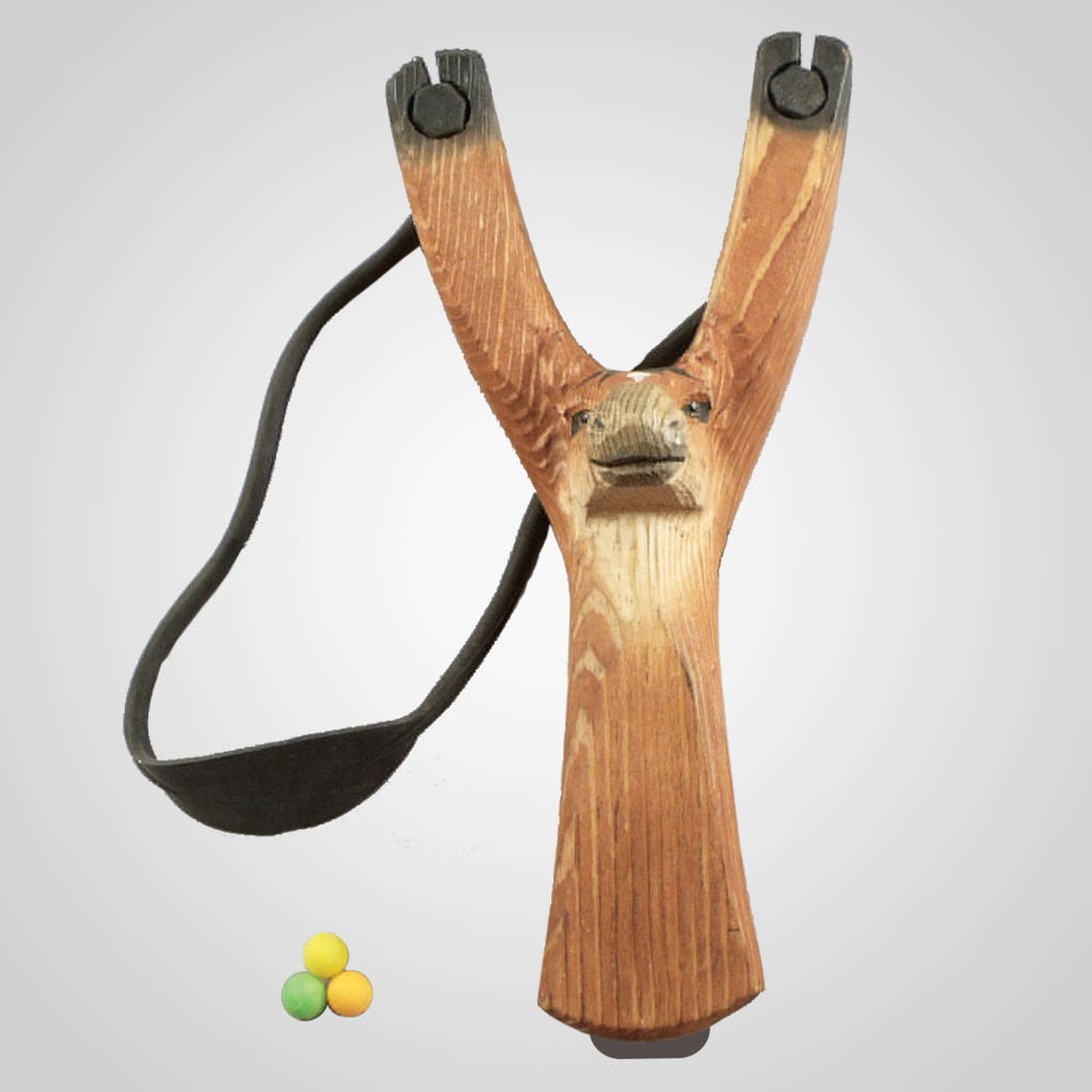63270PL - Carved Wood Horse Slingshot w/ Ammo