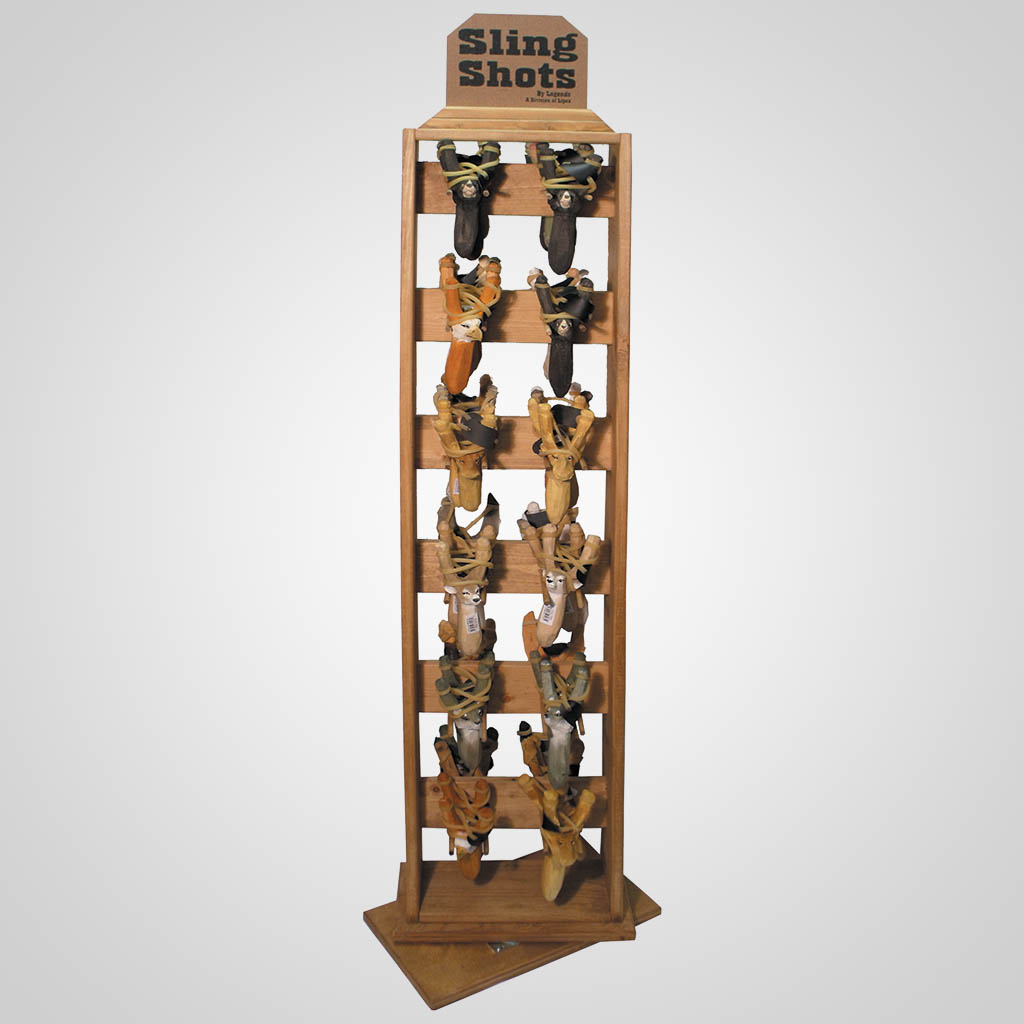 81090 - Hand Carved Wooden Slingshot Display