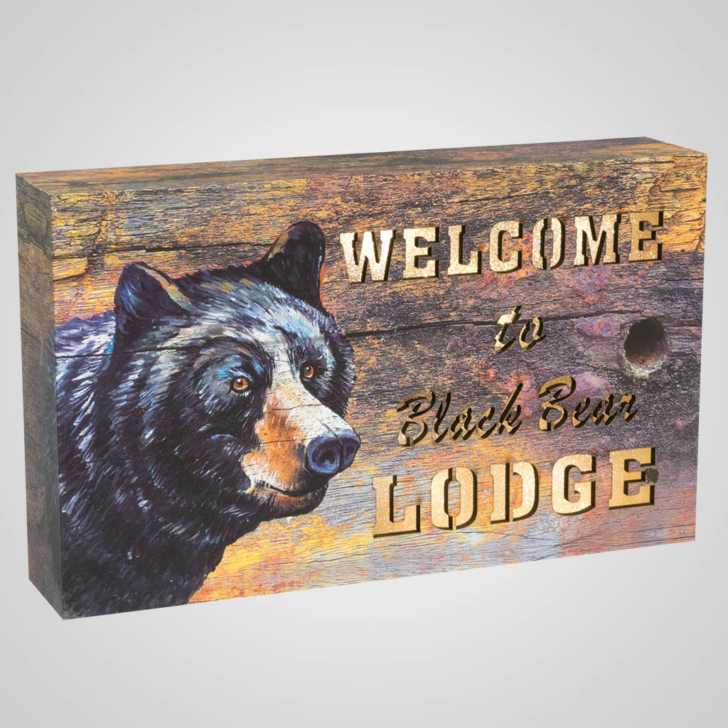 19663 - Black Bear Lodge Light-Up Plaque