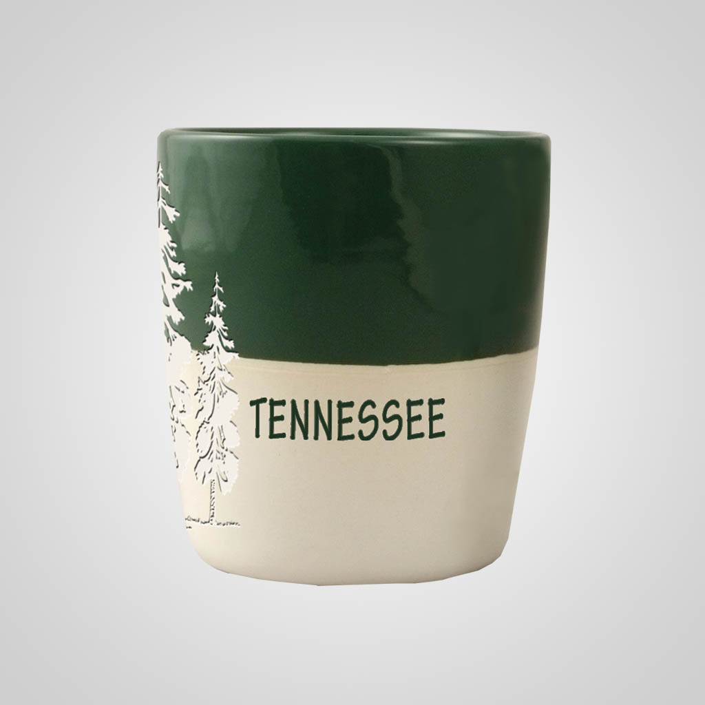 58846AL - Pine Trees Green & White Shot Glass, Alabama