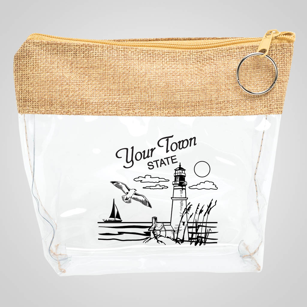 19229PP Clear PVC/Linen Purse, 1 Color Print Lipco