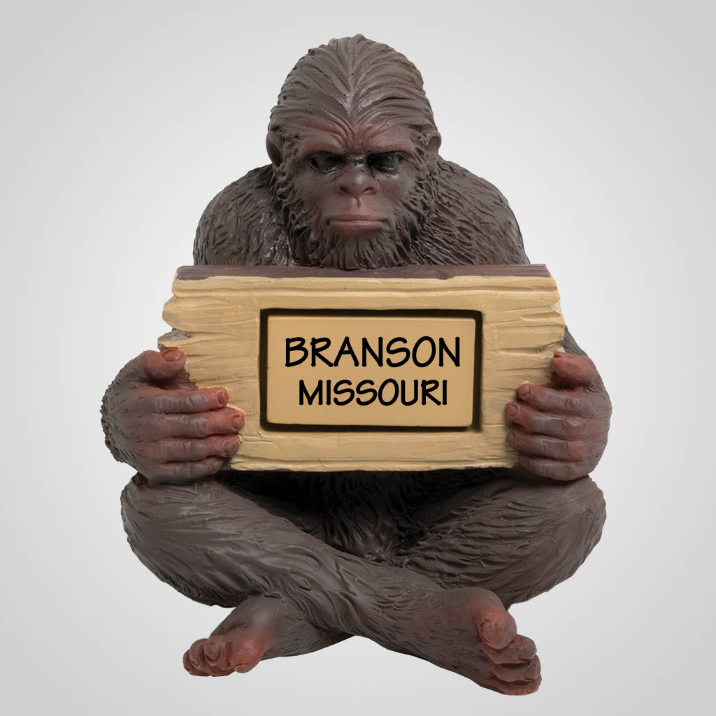 19754PP - Sitting Bigfoot Holding Sign Plaque, Name-Drop