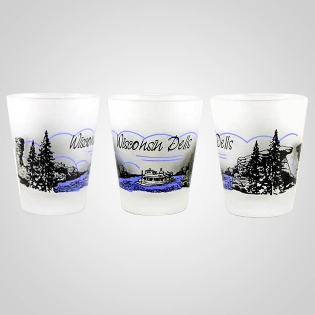 20239WID Frosted Shot Glass, Wisconsin Dells Lipco