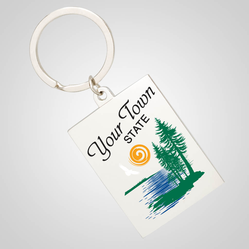 40007JPM Rectangular Chrome Keychain, MultiColor Lipco