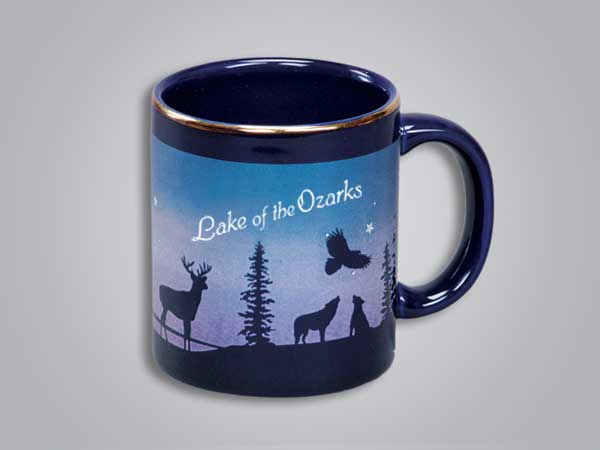 54073LOZ - Cobalt Deer/Forest Mug, Lake of the Ozarks