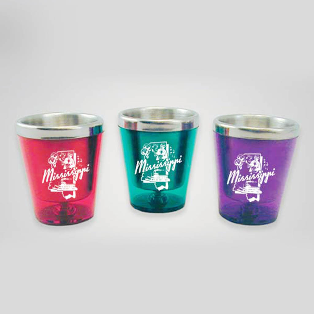 56426MS Acrylic & Stainless Steel Shot Glass, Mississippi Lipco