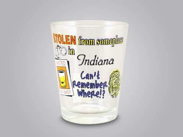57133IN - Stolen Comic Shot Glass, Indiana
