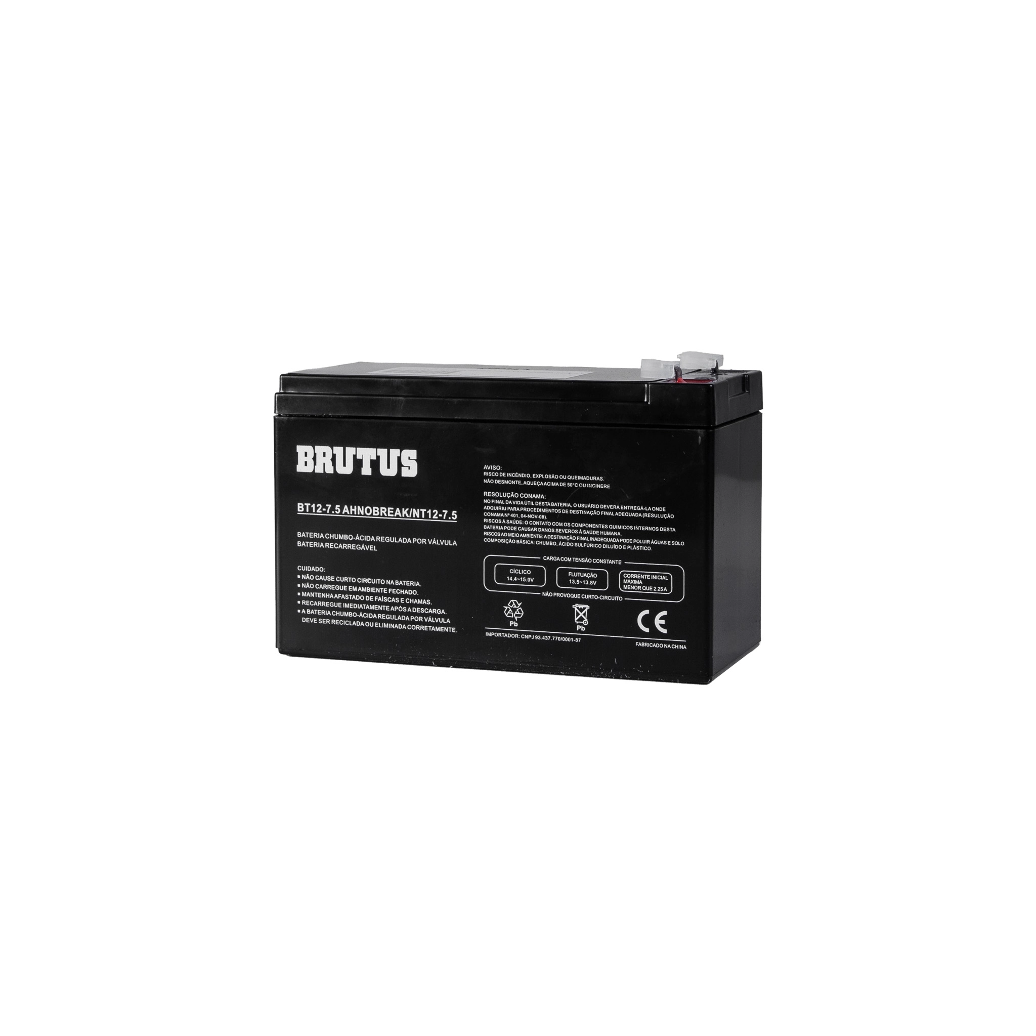 Bateria Estacionária VRLA Brutus BT12-7.5 12V 7,5Ah