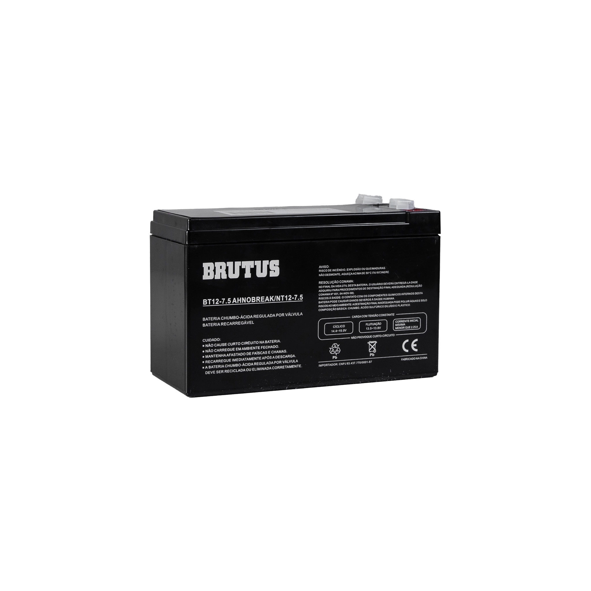 Bateria Estacionária VRLA Brutus BT12-7.5 12V 7,5Ah