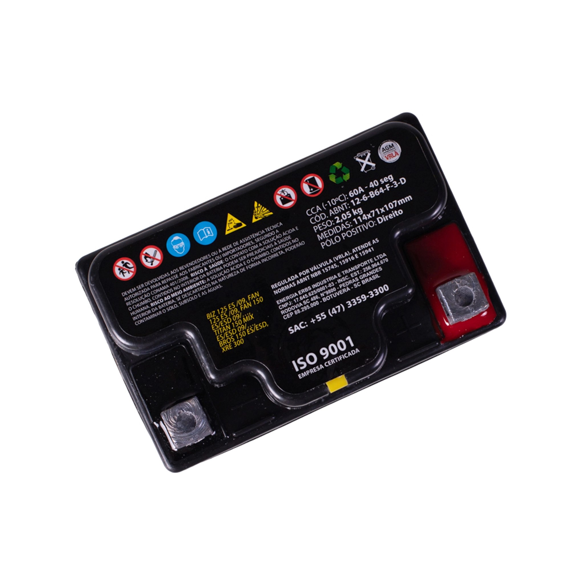 Bateria Moto ERBS Premium ERX6BS 12V 6Ah