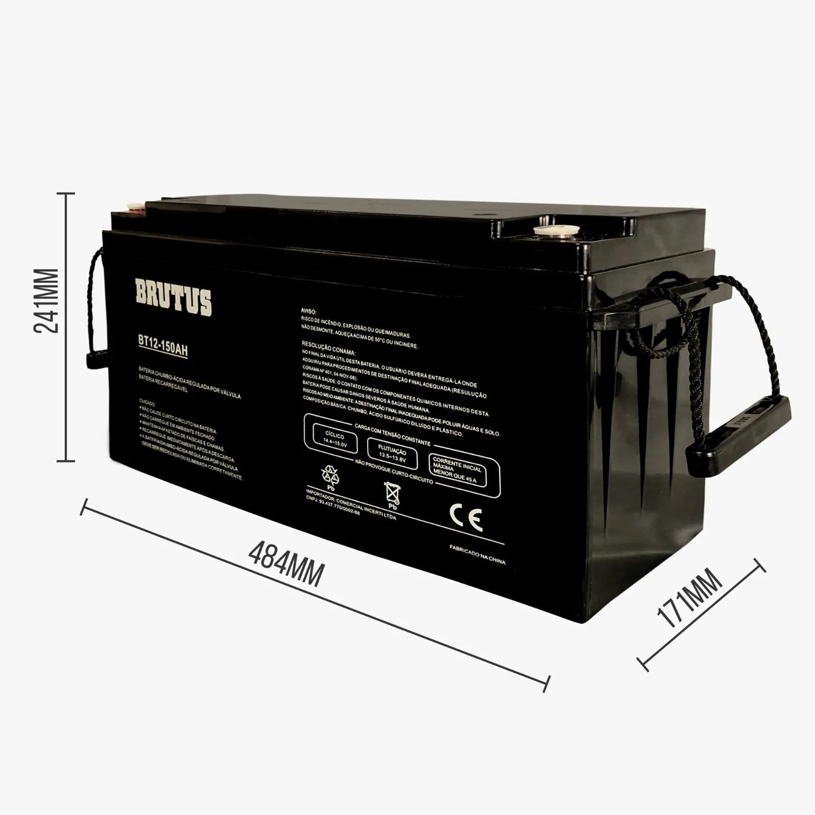 Bateria Estacionária VRLA Brutus BT12-150 12V 150Ah 