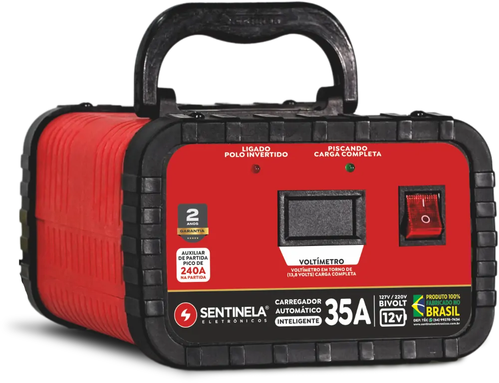 Carregador de Bateria 35A CV3512 c/ Auxiliar de partida Sentinela 