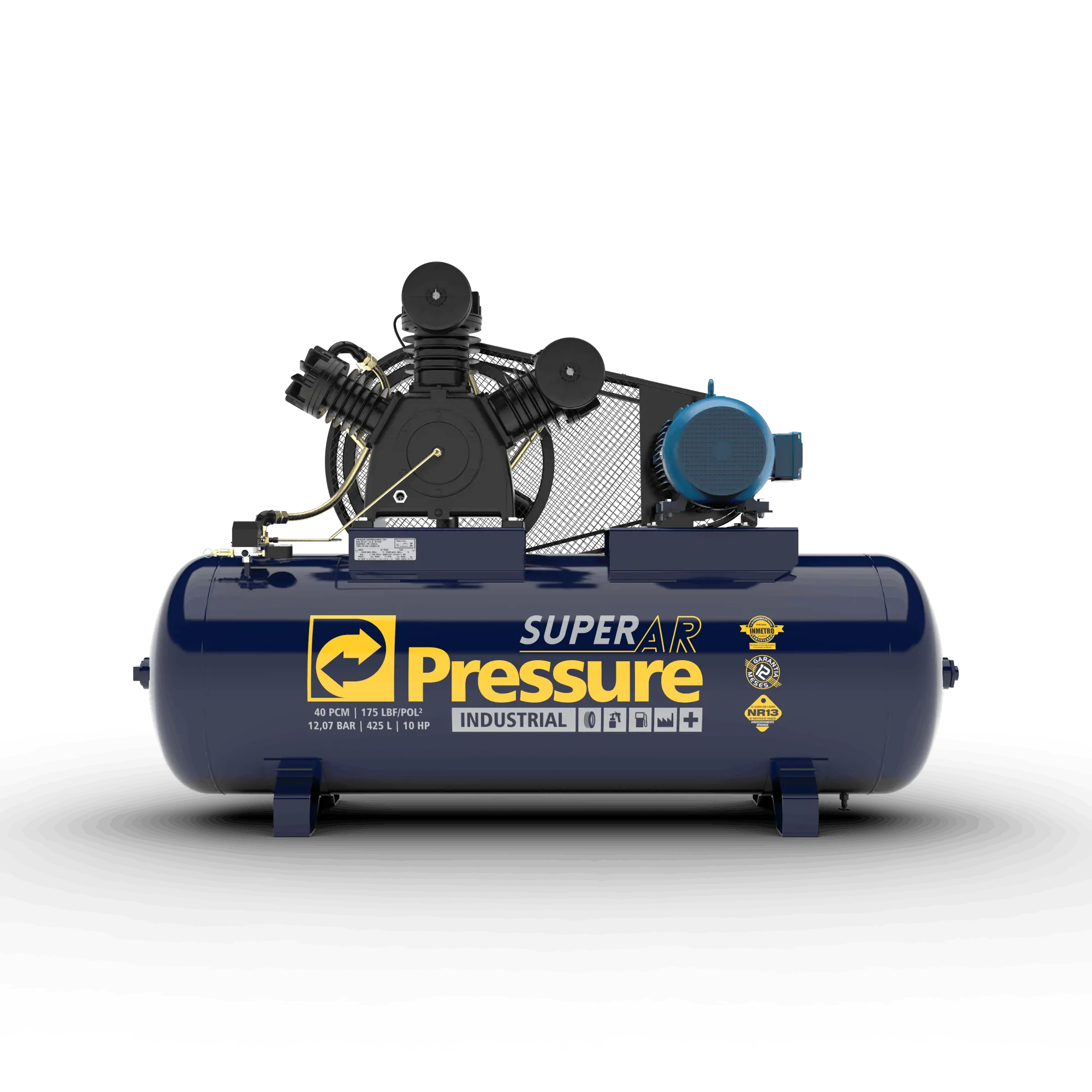 COMPRESSOR DE AR 40PCM W 425LTS 175PSI SUPER AR TRIF PRESSURE