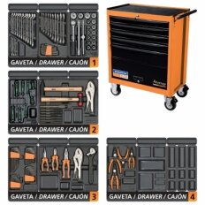 Carro para Ferramentas 5 Gavetas e 1 Porta Advantage Super Series 115 peças TRAMONTINA-PRO