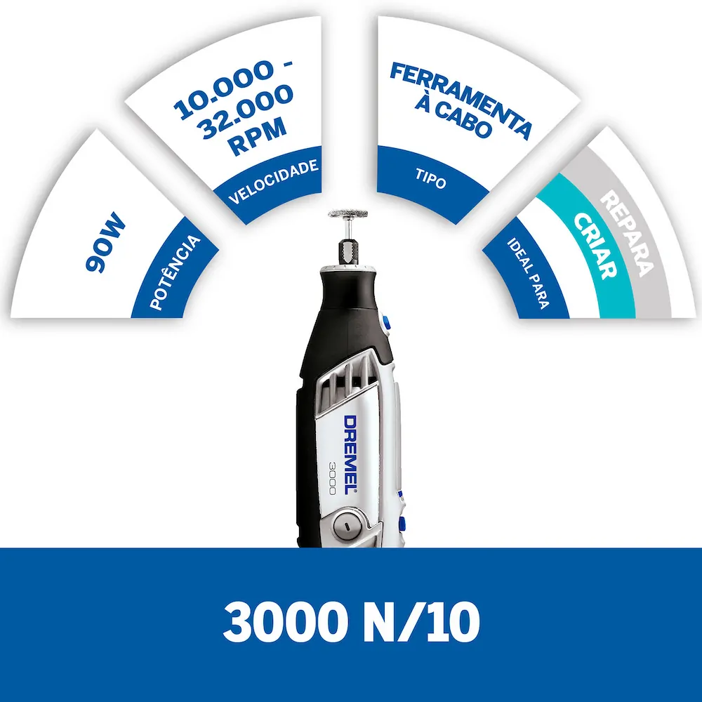 Micro Retífica 3000 com 10 Acessórios DREMEL