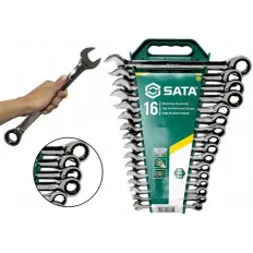 JOGO DE CHAVE COMBINADA 8MM X 24MM 16PCS COM CATRACA - ST08034L - SATA