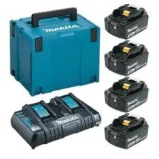 Kit Carregador Duplo e 4 Baterias de 18v 4AH MAKITA
