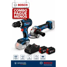 Furadeira de Impacto/Parafusadeira GSB 18V90 + Esmerilhadeira a bateria GWS 18V-11 S, com 2 baterias 18V 4,0Ah 1 carregador rápido bivolt