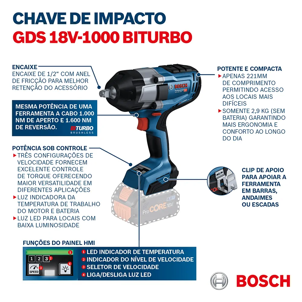 Chave de Impacto a Bateria de 1/2